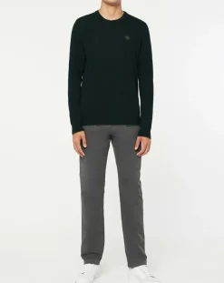 Pull en Laine & Cachemire mélangés col rond kaki