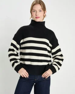 Pull en Laine & Cachemire Sydney rayure noir