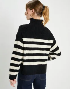 Pull en Laine & Cachemire Sydney rayure noir