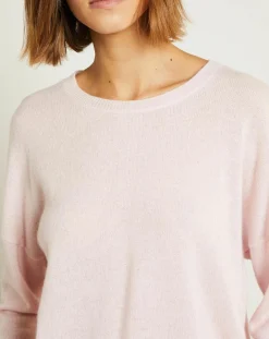 Pull en Laine & Cachemire Clémence Col rond rose poudré