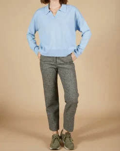 Pull en Laine & Cachemire Paloma col polo topaze