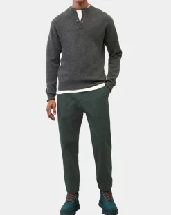 Pull en Laine & Coton à boutons gris