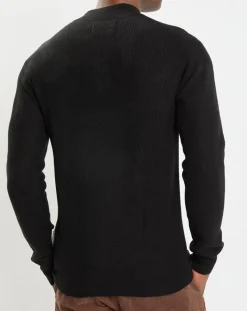 Pull en Laine & Coton à boutons noir