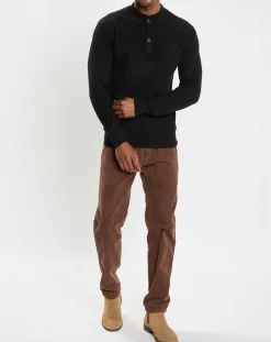 Pull en Laine & Coton à boutons noir