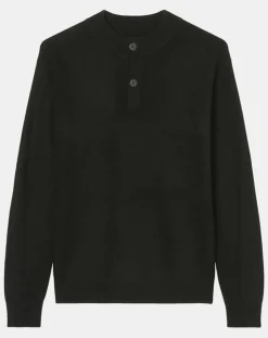 Pull en Laine & Coton à boutons noir