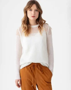 Pull en Laine & Mohair mélangés Cleo ecru
