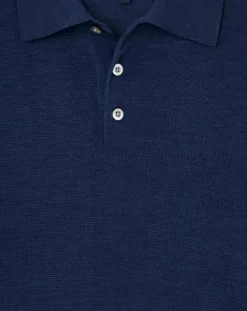 Pull en Laine & Soie col polo bleu