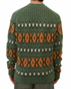 Pull en Laine, Alpaga & Mohair mélangés à motifs vert