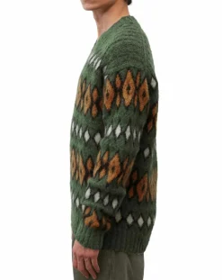 Pull en Laine, Alpaga & Mohair mélangés à motifs vert