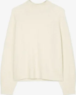 Pull en Laine bouclée col cheminé écru