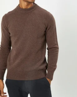 Pull en Laine d'Agneau mélangée col rond marron