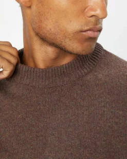 Pull en Laine d'Agneau mélangée col rond marron