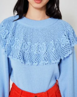 Pull en Laine mélangée Babydoll Rosalie bleu