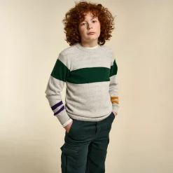 Pull en Laine mélangée Gimro rayé gris/bleu