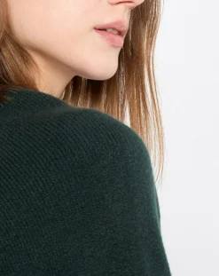 Pull en Laine mélangée manches raglans vert foncé