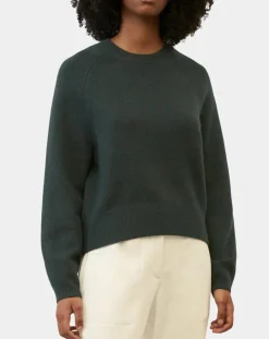 Pull en Laine mélangée manches raglans vert foncé