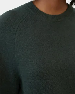 Pull en Laine mélangée manches raglans vert foncé