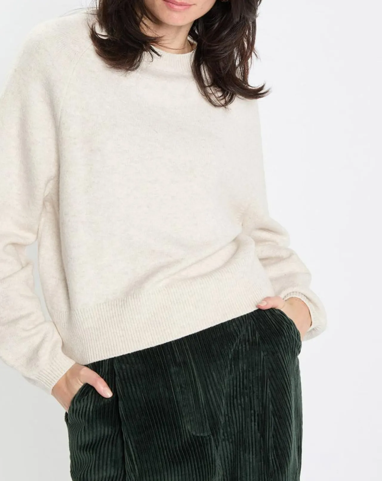 Pull en Laine mélangée manches raglans écru