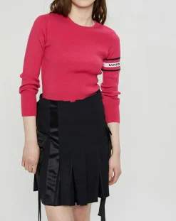 Pull en Laine mélangée Open-Back Ribbed rose fushia