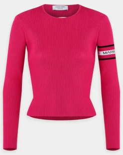 Pull en Laine mélangée Open-Back Ribbed rose fushia