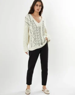 Pull en Laine mélangée Pain écru