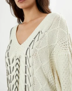 Pull en Laine mélangée Pain écru