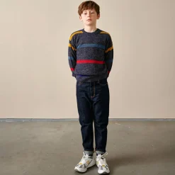 Pull en Laine Vierge mélangée Atham bleu marine