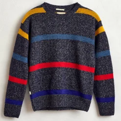 Pull en Laine Vierge mélangée Atham bleu marine