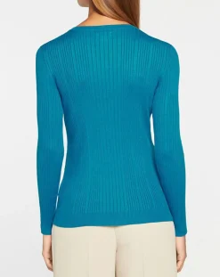 Pull en Maille côtelée col bateau Fya bleu moyen