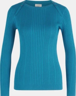 Pull en Maille côtelée col bateau Fya bleu moyen