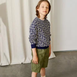 Pull en Maille de coton mélangé Gelop imprimé bleu foncé