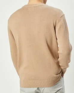Pull en Maille de coton Rachi col rond camel