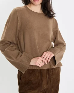 Pull en Maille de coton stretch Basique marron