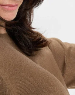 Pull en Maille de coton stretch Basique marron