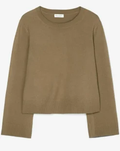 Pull en Maille de coton stretch Basique marron