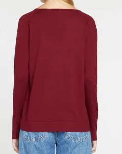 Pull en Maille fine col V Fya bordeaux