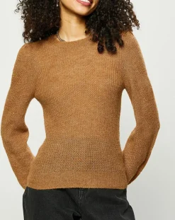 Pull en Maille mélangée torsades marron clair
