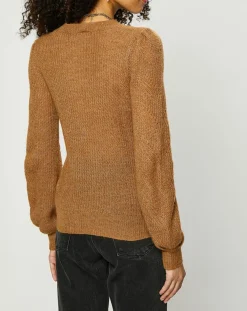 Pull en Maille mélangée torsades marron clair