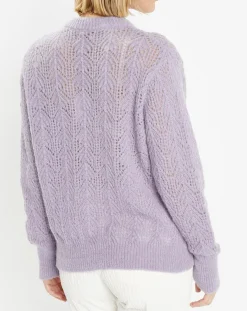 Pull en Maille pointelle mousseuse violet parme