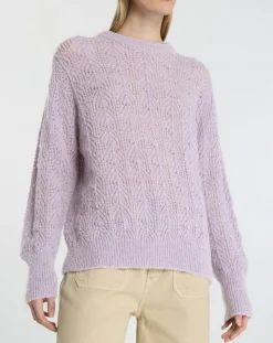 Pull en Maille pointelle mousseuse violet parme