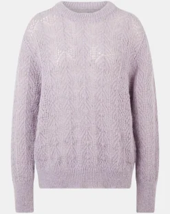 Pull en Maille pointelle mousseuse violet parme