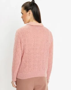 Pull en Maille pointelle mousseuse vieux rose