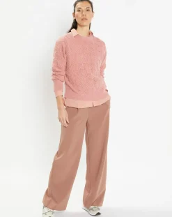 Pull en Maille pointelle mousseuse vieux rose