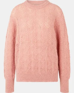 Pull en Maille pointelle mousseuse vieux rose