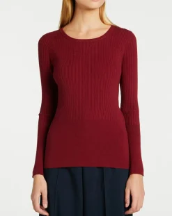 Pull en Maille stretch Franck ajusté bordeaux