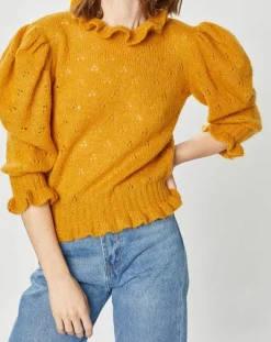 Pull en Mohair & Alpaga mélangés Chamallow ocre