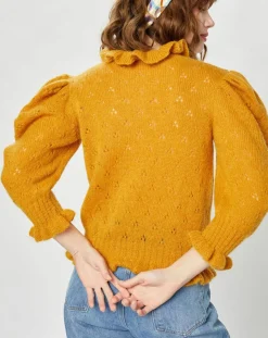 Pull en Mohair & Alpaga mélangés Chamallow ocre