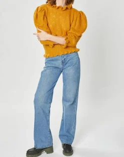 Pull en Mohair & Alpaga mélangés Chamallow ocre