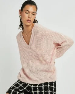 Pull en Mohair mélangé Anouk rose pâle