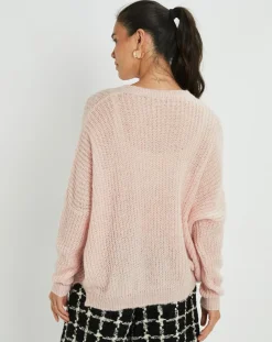 Pull en Mohair mélangé Anouk rose pâle